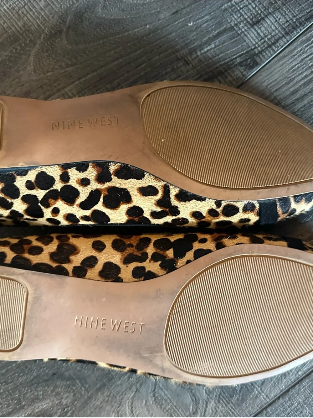 Nine West Leopard Print Pointed Flats with Black Trim